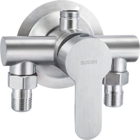 Interrupteur de robinet de douche en acier inoxydable avec filetage G1/2 en acier inoxydable 304 pour eau chaude et froide, poignée en métal murale