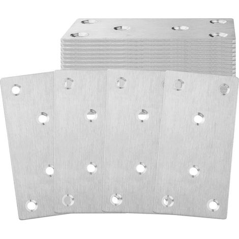 ASelected 10pcs Plaque Perforée Équerre pour Fixation en Inox 100 x 50 x 2 mm, Plaques Fixation Équerre pour Rejoint la Fixation et Réparation Meubles, Argenté (1/5)