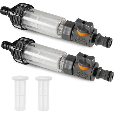 Lot de 2 filtres à eau pour camping-car avec tamis de rechange avec adaptateur rapide 3/4" et vanne de régulation, avec insert de filtre à eau, pour camping-cars, caravanes et accessoires de (1/5)