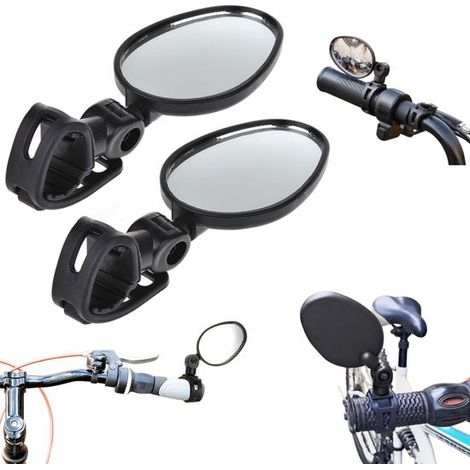 2 rétroviseurs pour vélo Rétroviseurs de guidon pour VTT Rétroviseurs grand angle Mini rétroviseurs réfléchissants (145 cm Noir) (1/5)