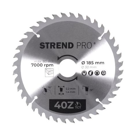 Scheibe Strend Pro TCT 185x2.2x30/20 mm 40Z, für Holz, Sägeblatt, SK-Zähne