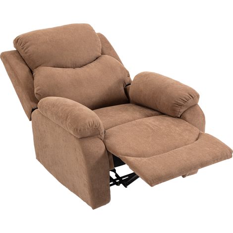 Fauteuil relax manuel en tissu avec repose-pieds et accoudoirs rembourrés, marron foncé (1/5)