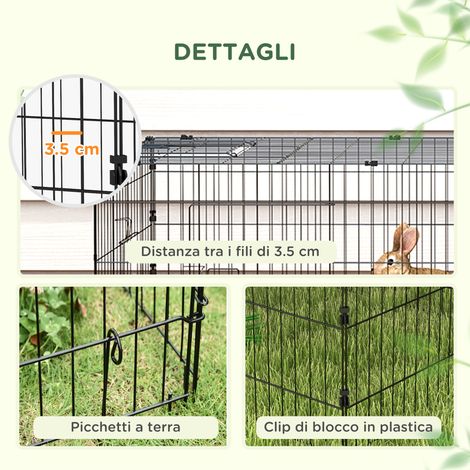 Cage à lapins pour usage extérieur et intérieur, toiture en acier vert, dimensions 185x75x50 cm (1/5)