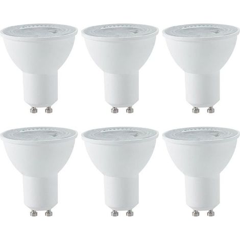 Lot de 6 ampoules LED GU10 5W (avec lentilles) - Température de couleur : 3000 K, lumière chaude - Sans scintillement (1/5)