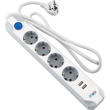 Regleta de enchufe onlex pro 4 tomas + 2usb interruptor 1,5 mts (1/2)