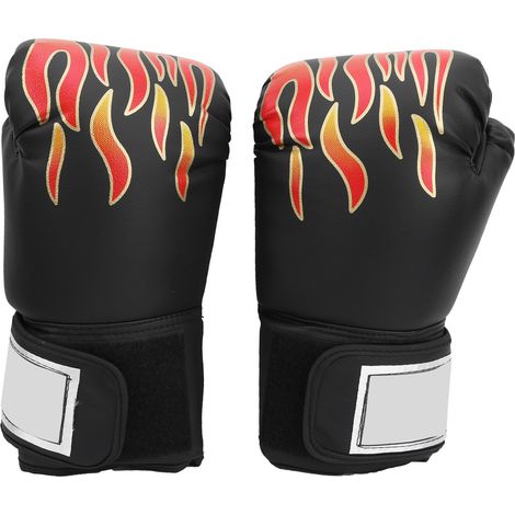 1 Paire Gants de Boxe Universelle Adulte en Cuir PU pour Sac de Frappe, Sanda et Muay Thai - Noir (1/5)