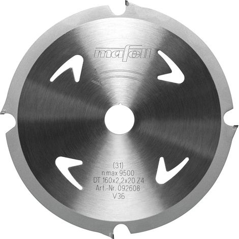Lame de scie DT, 160 x 1,6/2,2 x 20 mm, Z4, FZ, pour matériaux abrasifs 92608