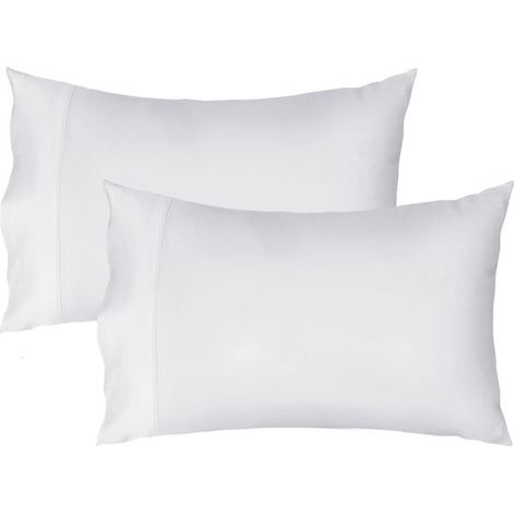 Set di 2 federe da 20x26 pollici in raso di cotone 100%, traspiranti, fresche e morbide, di alta qualità, con chiusura a busta, colore bianco. (1/5)