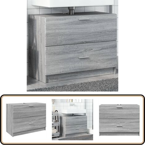 Waschbeckenunterschrank Grau Sonoma 78x37x59 cm Holzwerkstoff - Waschtischunterschrank - Badezimmermöbel - Badschränkchen - Holzwerkstoff - Grau Sonoma