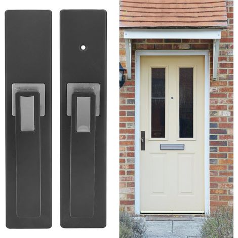 Serrure de porte intérieure de chambre, poignée de porte de salle de bain en bois massif noir de style américain, serrure de porte silencieuse pour usage domestique, T444 noir et argent. (1/5)