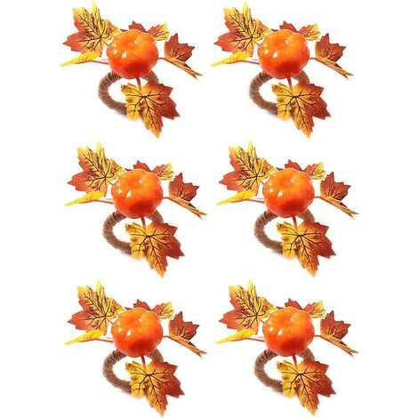 Rond de serviette citrouille de Noël, rond de serviette automne, décorations de feuilles d'automne (1/5)
