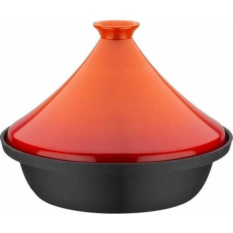 GSW Tajine aus Gusseisen orange 30 x 22 cm für den Ofen