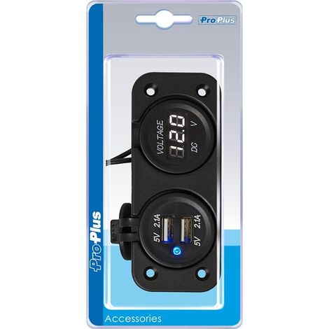 Kit da incasso voltmetro 630V porta USB doppia tipo A 2x2100mA in blister