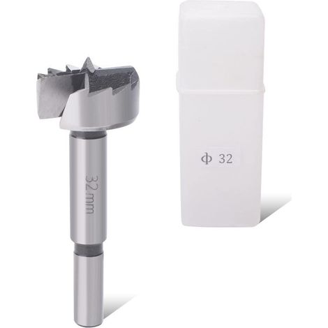 Mèche Forstner 32mm Foret à Ailettes Plates,Foret à Bois Multi-Dents en Alliage avec Queue Ronde Pour Perçage Dans le Bois,Plastique,Contreplaqué (1/5)