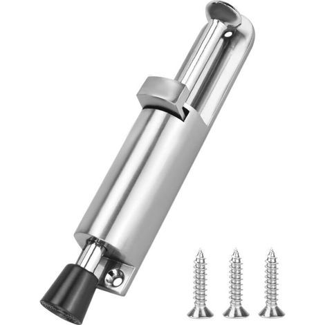 Arrêt de Porte Réglable en Inox - Butée Sol avec Ressort et Vis de Fixation - Couleur Argent - 1 Pièce (1/4)