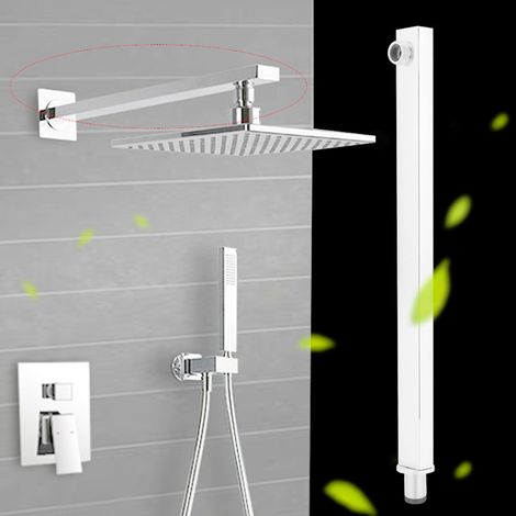 Barre de douche en acier inoxydable poli, rallonge murale fixe de 16 pouces, bras de pommeau de douche robuste pour salle de bain (1/5)