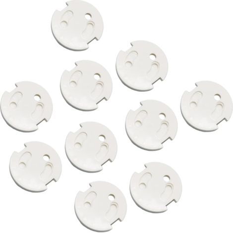 Lot de 10 protections de prise de courant rondes blanches, protection de prise de courant, ressort de protection, prise électrique domestique (3,8 x 3,8 cm) (1/3)