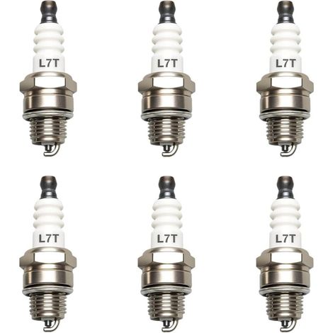 6 Pièces Bougie Allumage Universelle L7T, L7T Bougies d'Allumage pour Tronçonneuse, Tondeuse à Gazon et Moteurs 2 Temps, Pulvérisateurs, Brumisateurs, Moteurs à Essence Marins, etc. (1/5)