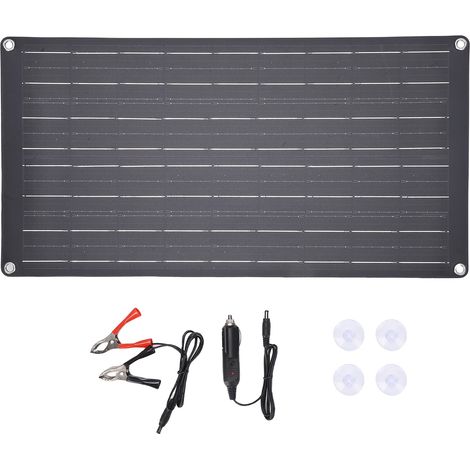 Panneau Solaire Portable 25W Chargeur Batterie Voiture ABS Léger Anti-décharge Camping Urgence Câbles Inclus (1/5)
