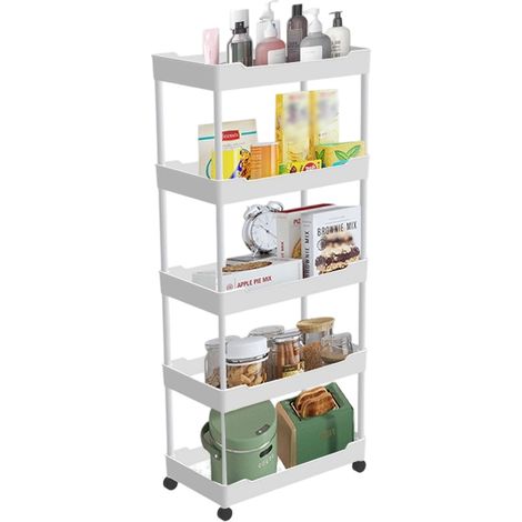 Étagère de rangement de cuisine, chariot du sol au plafond, étagère de rangement pour recoins, étagère à plusieurs niveaux pour salon, salle de bain, objets de décoration pour salle de bain (1/5)