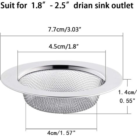 Lot de 2 - Filtre À Évier En Acier Inoxydable - Filtre De Vidange De 11 - 5 cm - Crépine d'Évier - Tamis d'Évier (1/5)
