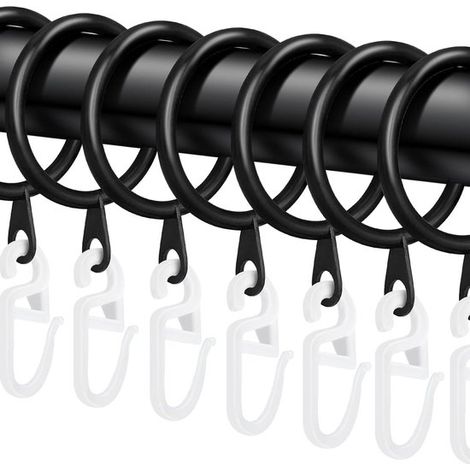 Confezione da 40 pezzi - Binari per tende - Ganci per tende - Ganci per bagno - Ganci per asta per tende - Ganci per binario per tende - Plastica - Nero (1/5)