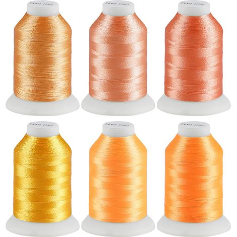 Lot de 6 fils à broder en polyester pour machine à coudre, 500 m (550 Y), pour bracelets, broderie, artisanat, matelassage, couture, machine à coudre