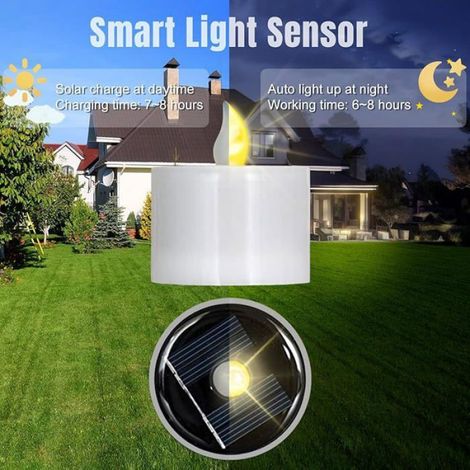 Bougie Chauffe-Plat LED Solaire - 5,2 x 5,8 cm - Étanche IP65 - Effet Vacillant - Blanc Chaud - Lot de 6 (1/5)