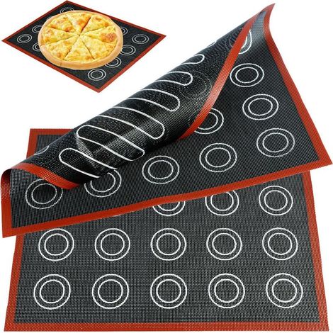 2-teilige Silikon-Macaron-Backmatten, 40 x 30 cm, extra dick, wiederverwendbar, mikroperforiert, ideal für Kekse, Macarons, Pizza, Brandteiggebäck und Brot.