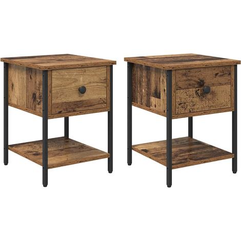 Maison Exclusive - Mesita de Noche con cajón 2 pcs Madera vieja 3