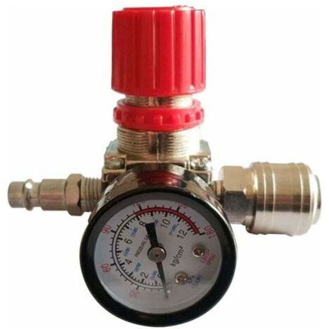 Régulateur pression compresseur air 1/4" - Détendeur pneumatique 180psi/12bar - Valve 3 voies + raccord - Précis - Bricoleurs et professionnels