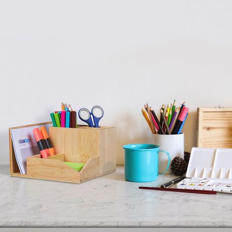 Stiftehalter Schreibtisch Organizer Holz – BÄR - 6 Fächer Desk Stiftehalter Schreibtisch Organizer Holz – BÄR - 6 Fächer Desk