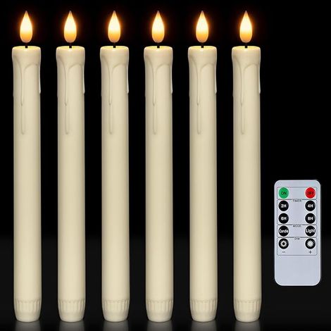 6er-Pack batteriebetriebene LED-Kerzen mit Fernbedienung und Timer, echtem Wachs, flackerndes warmweißes Licht (1/5)