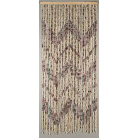 Rideau de porte à lanières en feuille de maïs 90 x 200 cm – Monté sur rail bois – Couleur naturel/brun – Anti-insectes – Confortex (1/5)