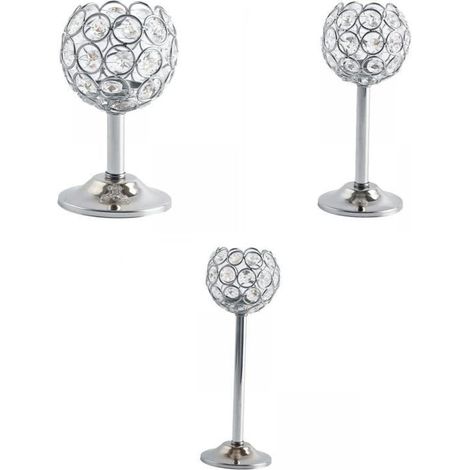 Lot de 3 bougeoirs en cristal pour restaurant, décoration de salon, bougeoir décoratif (1/5)