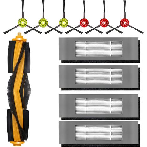 Rotationszubehör für Ecovacs Ozmo 950 920 N8 Pro N8 Pro+ T8 T8+ T8 AIVI T8 Max T9 T9+ (1 Hauptbürste, 4 Filter (Schwamm + Filter), 6 Seitenbürsten)