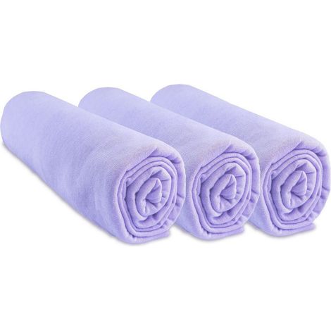 Lot de 3 Draps housse Jersey 100% Coton - 40x80/40x90 cm - Parme (1/4)