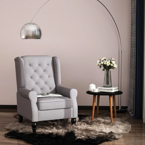 Poltrona relax bergère grigia in poliestere, 74 x 86 x 102 cm HAVRYA (1/5)
