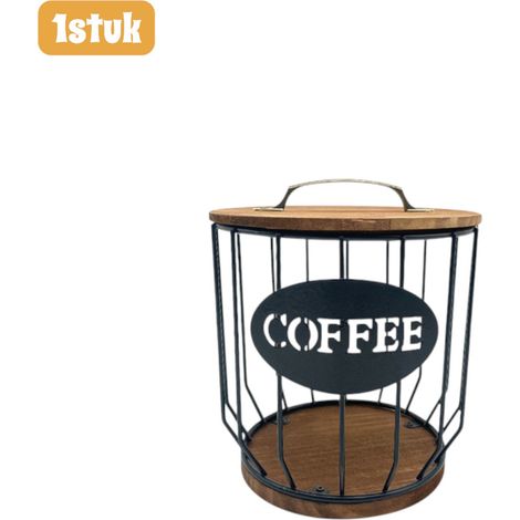 Panier de rangement en bois de fer pour capsules de café, rangement de cuisine décoratif pour le salon, petit format pour petits objets ménagers, noir, 1 pièce (1/5)