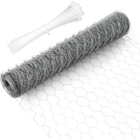 Hexagonal Galvanised Chicken Wire Mesh, 0.4 x 12 m, Fine Mesh Fence, Sheep Fence, Outdoor Garden Fence, Lightweight Metal Wire Mesh for Craft Decoration (1/5)