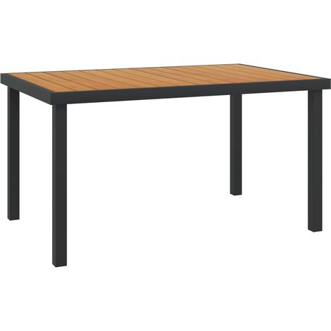 Gartentisch Braun 140x90x74 cm Aluminium und WPC