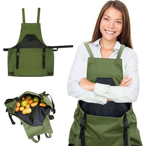 Garten- und Kochschürze mit Taschen, wasserdicht für Gartenarbeit und Ernte – für Damen und Herren – Grün