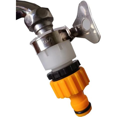 (Orange) Adaptateur universel durable pour robinet d'eau, raccord de tuyau en plastique à connexion rapide pour lavage de voiture et arrosage de jardin (1/4)