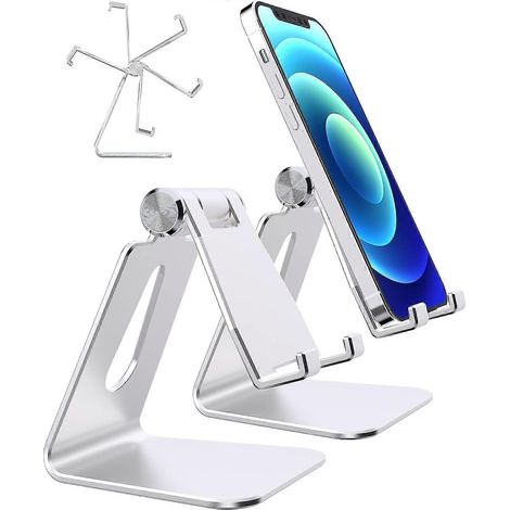 Support de téléphone, lot de 2, support réglable pour téléphone portable, support pour téléphone portable, pour bureau, lit, cuisine, compatible avec Android/iPhone/iPad (1/4)