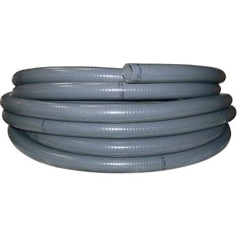 Tuyau d'aspiration piscine PVC gris souple Ø40mm – Longueur 25m – Pression éclatement 18 bars – Antichoc et indéformable – Espiroflex