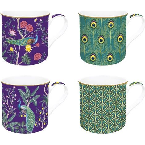 Set de 4 tazas de 30 cl - Pavo real imperial - Easy Life