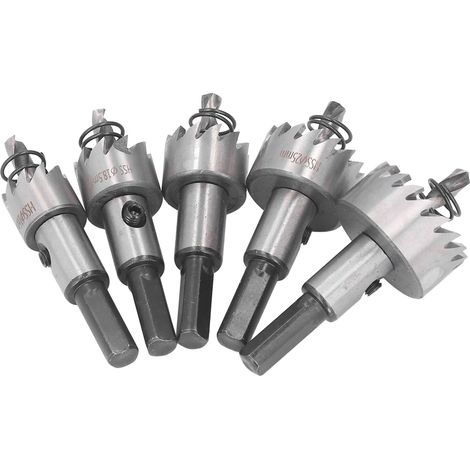 Set mit 5 HSS-Lochsägen 16-30 mm, Aufweitbohrer für Gipskarton, Blech und Metall, schnelles Schneiden, professionelle Bohrwerkzeuge. (1/5)