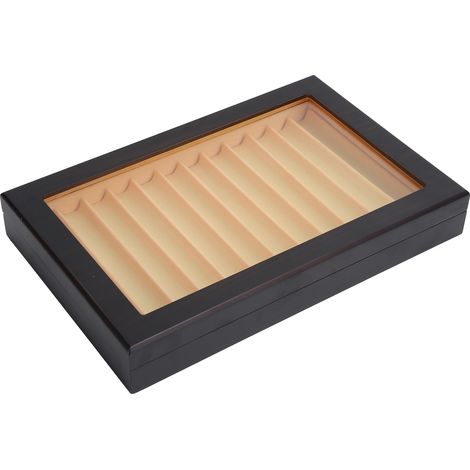 Coffret cadeau de rangement pour stylos-plumes en bois à 12 chiffres, finition vernis noir. (1/5)
