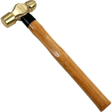 Marteau à Panne Ronde en Laiton, 450g, Manche en Bois, 300mm, Résistant à la Corrosion (1/5)