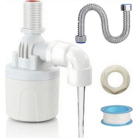 Vanne à flotteur 1/2" à alimentation supérieure avec tuyau ondulé Valve de régulation automatique du niveau d'eau pour réservoirs, étangs et abreuvoirs (1/5)